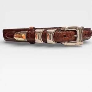 Vintage 90s Spain Genuine Crocodile and Lizard Leather Belt Brown Men's sz 32